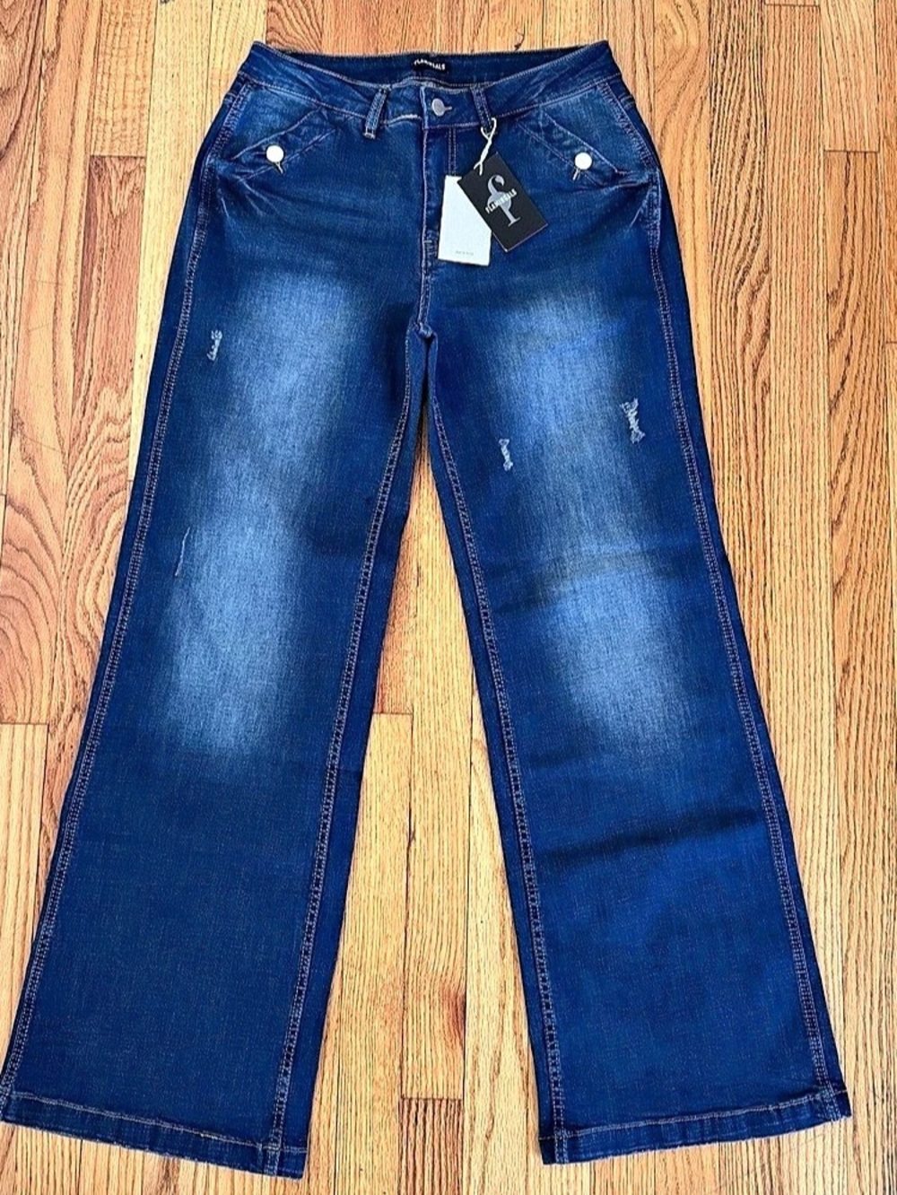 Flamingo Wide Leg Jeans in Blue Size Medium NWT